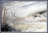 Beach paintings always include a seagull! 