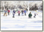 paintings of children ice skating