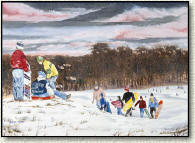 paintings of children sledding