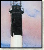 Lighthouse Friends watercolor paintings of a lighthouse at Fire Island, NY
